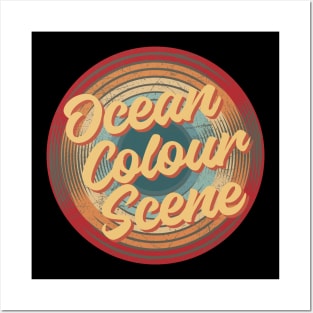 ocean colour scene vintage circle Posters and Art